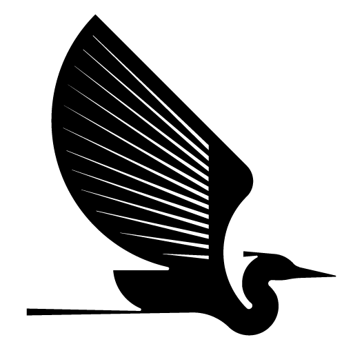 Logo der Wuppertaler Literatur Biennale mit stilisiertem Fischreiher